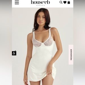 House of CB- Cassandra ivory satin and lace mini dress